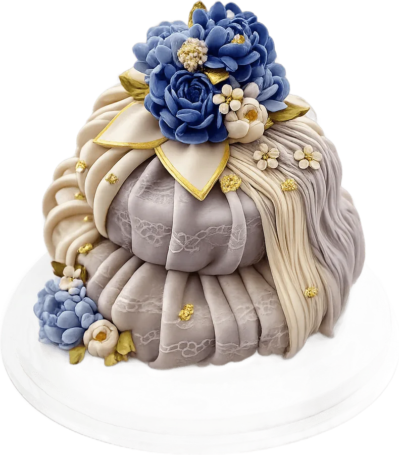 Blue tiered bean paste flower cake